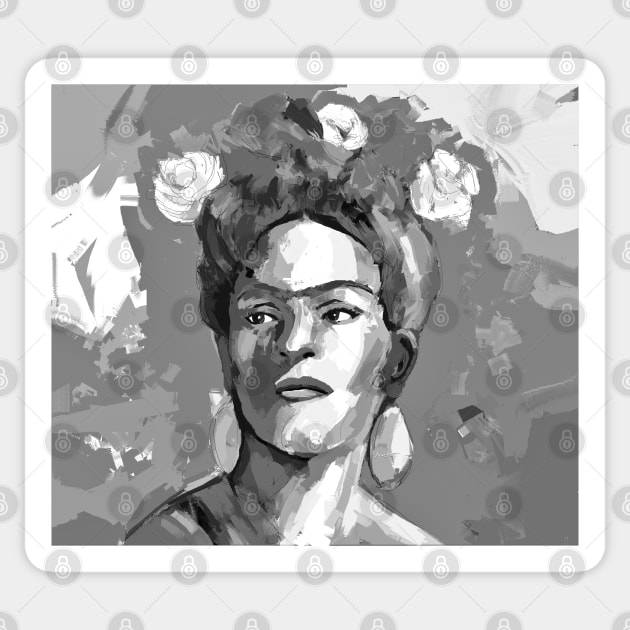 Frida Kahlo Black and White 7 Sticker by mailsoncello